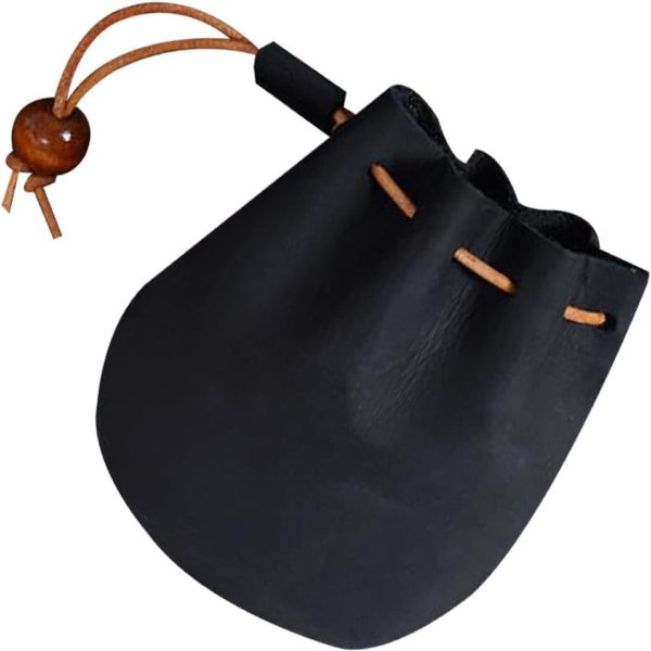 Leather Drawstring Pouch Coin Purse for Men Mens Wallet Cards Wallet for Men Mens Credit Card Wallet Change Holder Leather Drawstring Bag Change Bag Man Cosmetic Bag Small Change