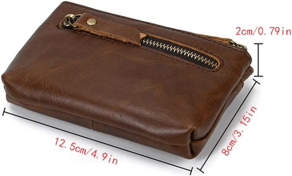1 Pcs Leather 3 Zipper Coin Purse Wallet With Key Ring, Coin Organizer, Change Holder, Leather Zipper Storage Bag for Men