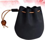 Leather Drawstring Pouch Coin Purse for Men Mens Wallet Cards Wallet for Men Mens Credit Card Wallet Change Holder Leather Drawstring Bag Change Bag Man Cosmetic Bag Small Change