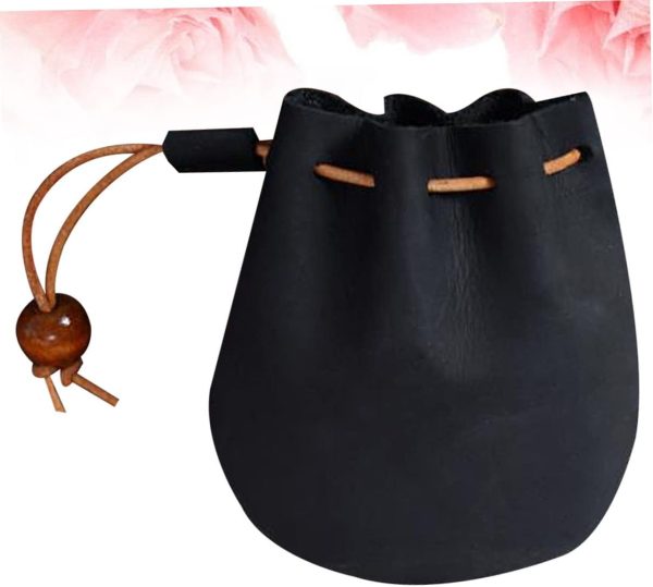 Leather Drawstring Pouch Coin Purse for Men Mens Wallet Cards Wallet for Men Mens Credit Card Wallet Change Holder Leather Drawstring Bag Change Bag Man Cosmetic Bag Small Change
