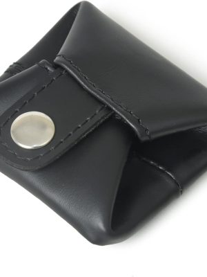 Top Grain Leather Coin Pouch, Change Holder, Mini Pocket Wallet, Handcrafted Coin Purse for Men & Women (Black, Pack of 1)
