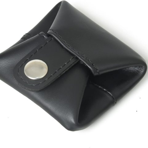 Top Grain Leather Coin Pouch, Change Holder, Mini Pocket Wallet, Handcrafted Coin Purse for Men & Women (Black, Pack of 1)