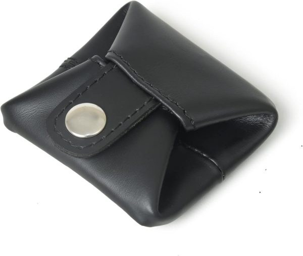 Top Grain Leather Coin Pouch, Change Holder, Mini Pocket Wallet, Handcrafted Coin Purse for Men & Women (Black, Pack of 1)