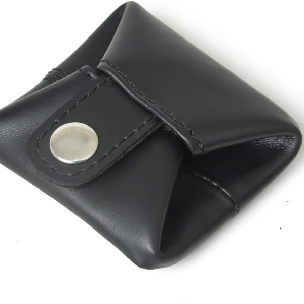Top Grain Leather Coin Pouch, Change Holder, Mini Pocket Wallet, Handcrafted Coin Purse for Men & Women (Black, Pack of 1)