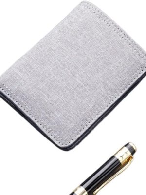 Canvas Wallet Vertical Men's Short Wallet Wallet Men Ultra-thin Men's Wallets(Canvas gray)
