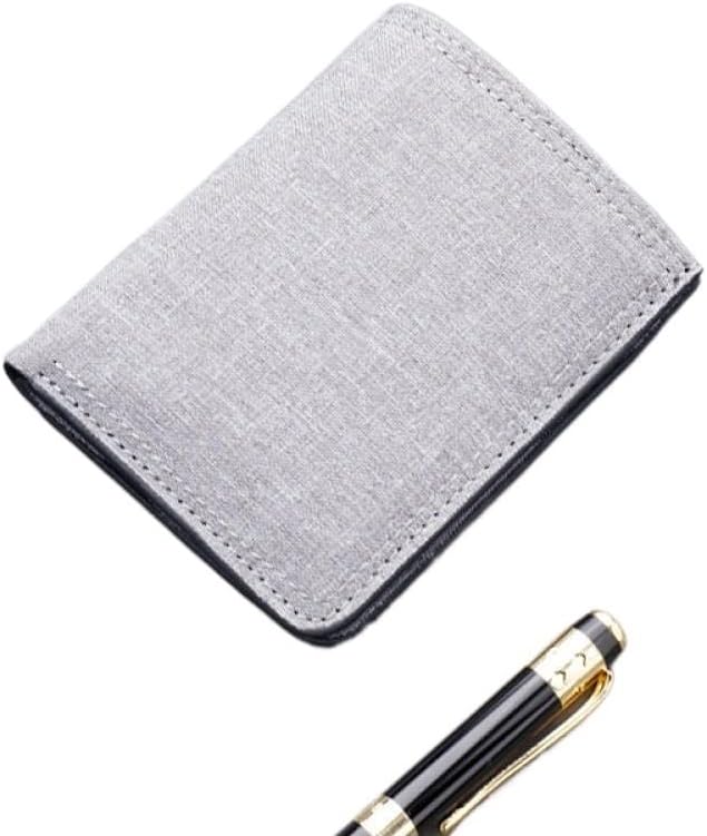 Canvas Wallet Vertical Men's Short Wallet Wallet Men Ultra-thin Men's Wallets(Canvas gray)