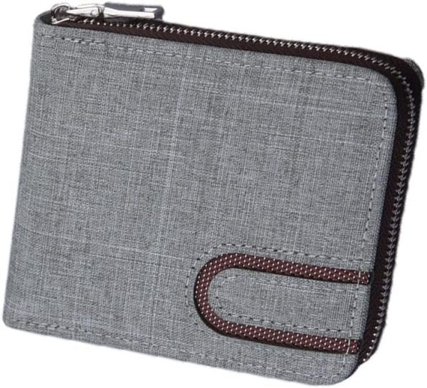 Men's Wallets Canvas Wallet Men Short Men's Wallet Zipper Business Card Holder Wallet Case Premium Coin Purse Card Holder(Size:Light Gray)