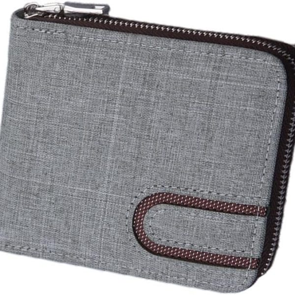 Men's Wallets Canvas Wallet Men Short Men's Wallet Zipper Business Card Holder Wallet Case Premium Coin Purse Card Holder(Size:Light Gray)