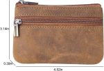Genuine Leather Coin Purse, Small Coin Pouch for Men Women, Cash Change Wallet Key Holder Money Pouch with Key Ring, Zipper Storage Bag Coin Organizer