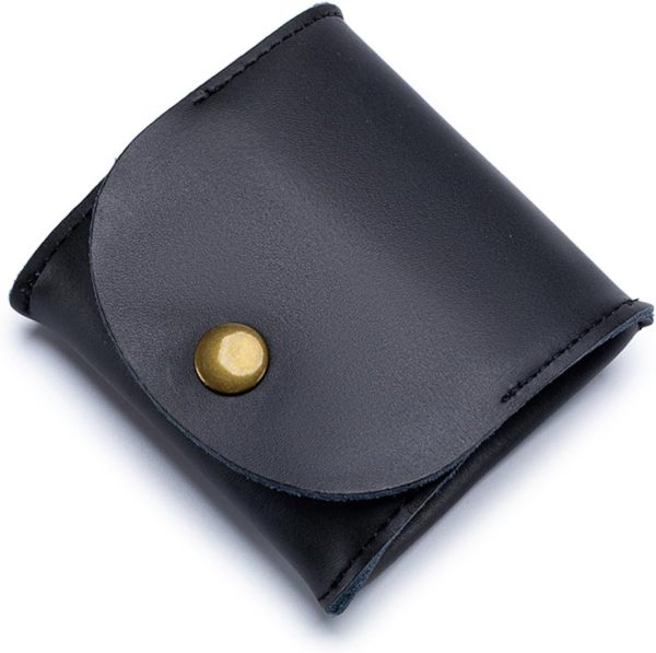 Rustic Leather Coin Purse – Handmade Mini Squeeze Pouch for Coins, Jewelry, Earphones | Snap Closure, Fashion Design, Ultra-Portable (6 Colors) – Gifts for Men & Women (Black)
