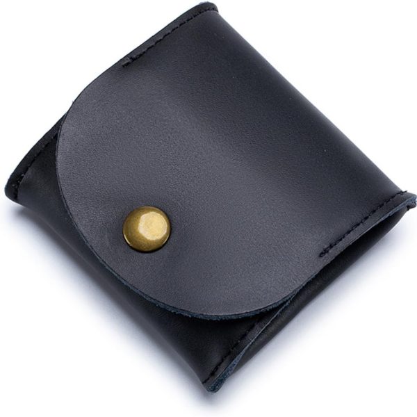 Rustic Leather Coin Purse – Handmade Mini Squeeze Pouch for Coins, Jewelry, Earphones | Snap Closure, Fashion Design, Ultra-Portable (6 Colors) – Gifts for Men & Women (Black)