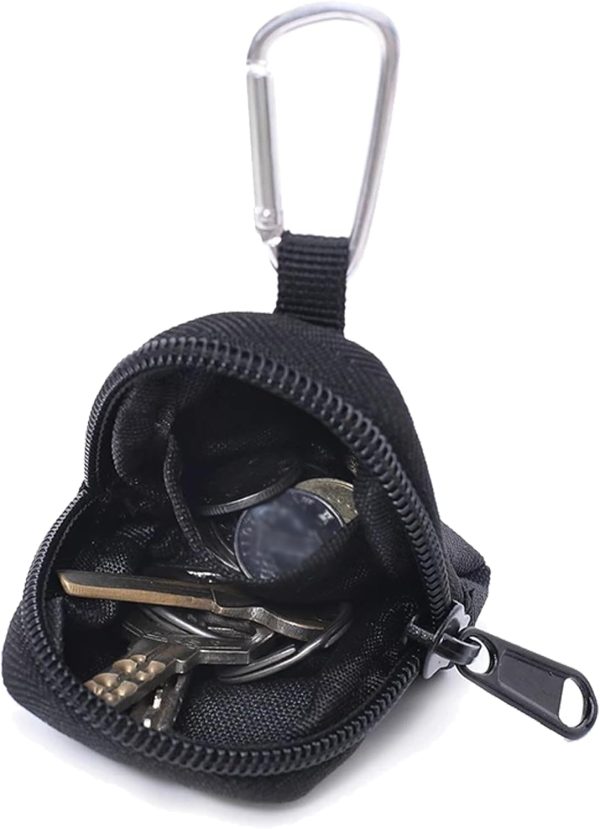 Coin Purse with Zipper, Change Purses Small Organizer Bags Canvas for Home, Coin Purse Keychain Pockets for Waist Pack (Black)