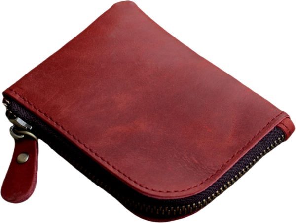 Genuine Leather Zipper Coin Purse Wallet With Key Car Smart Holder, Change Purse, Coin Pouch Holder For Men (Green)