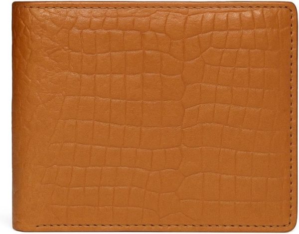 Men’s Wallet Genuine Leather RFID Bifold Wallet, Classic Minimalist Front Pocket Design, 9 Card Slots, 1 ID Window, Zip Coin Pocket & 2 Cash Compartments, Soft Tan Western Style