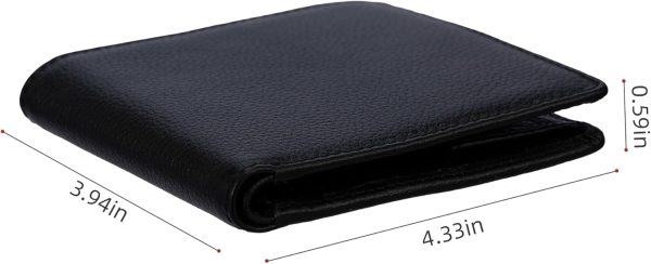 Premium Men's Genuine Leather Wallet – Slim Bifold Design with Multiple Card Slots & Cash Compartment – Stylish & Durable Business Wallet (JL2312SW-1-Black-Lychee plain grain) (Style C, Black)