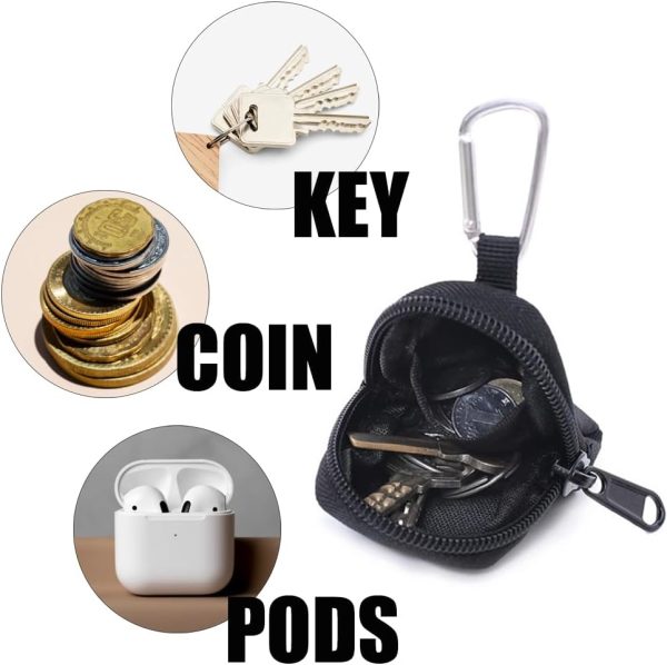 Pouch Tactical Coin Purse - Compact Coin Pouch - Qiuck Pouch for Coins Earphone (Black)