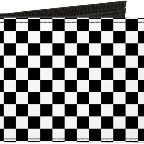Wallet Bifold Canvas Checker Black White