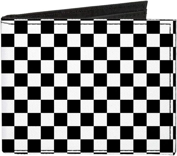 Wallet Bifold Canvas Checker Black White