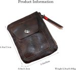 Genuine Leather Zipper Coin Purse for Men, Mini Leather Coin Purse Coin Pouch Holder Vintage Change Wallet Coin Pouch for Men Women (Coffee)