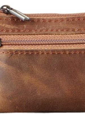 Coin Purse for Men,Coin Pouch with Zipper for Men Women,Genuine Leather Mini Coin Pocket Pouch Change Holder Mens Tray Purses Coin Purse Cash Change Wallet Key Holder Money Pouch
