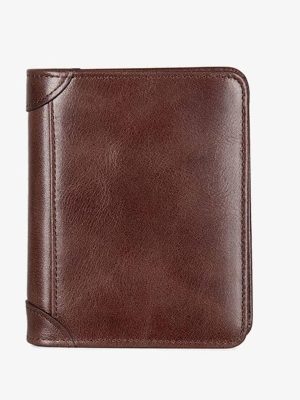 Soft Leather Wallet Men's Wallet Casual Zipper Coin Purse with Bank Card Holder Short Wallet (Color : A Size : ONE Size)