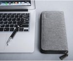 Mens Wallet Waterproof Canvas Zipper Arrounded Large Capacity Accordion Folded Cash Cards Phone Holder Long Wallet