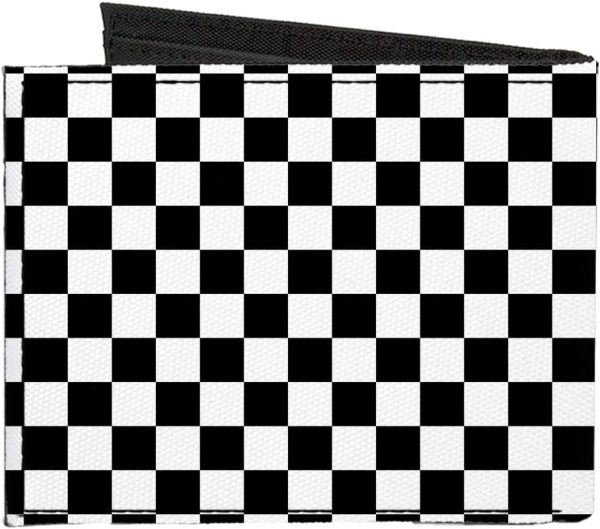 Wallet Bifold Canvas Checker Black White