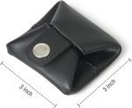 Top Grain Leather Coin Pouch, Change Holder, Mini Pocket Wallet, Handcrafted Coin Purse for Men & Women (Black, Pack of 1)