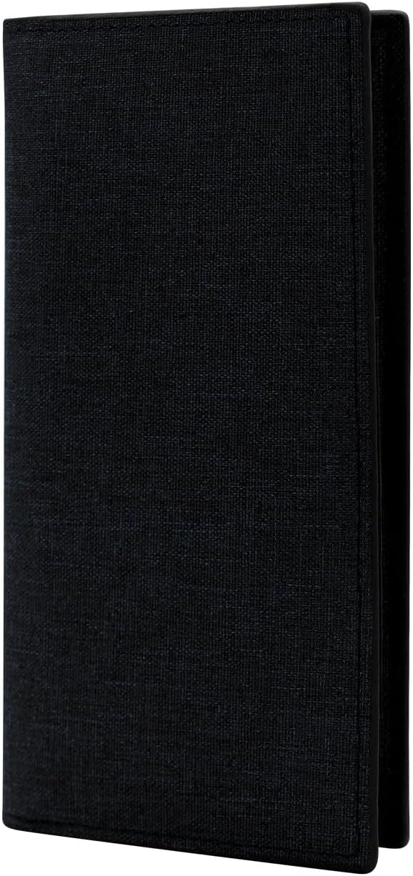 Canvas Long Wallet for Men, Credit Card Wallet for Men Ultra Thin and Lightweight Card Holder Wallet with Multi Slot and ID Window for Cards, Checkbooks (Black)