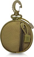 Outdoor Coin Purse for Men, Nylon Coin Wallet Small Coin Pouch with Removable Hook, Lightweight Small Coin Bag Change Pouch Coin Purses for Hiking, Climbing, Cycling, Shopping (brown)