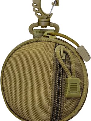 Outdoor Coin Purse for Men, Nylon Coin Wallet Small Coin Pouch with Removable Hook, Lightweight Small Coin Bag Change Pouch Coin Purses for Hiking, Climbing, Cycling, Shopping (brown)