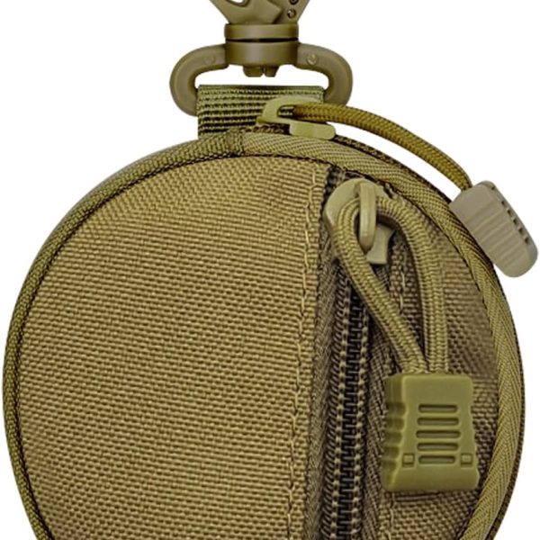 Outdoor Coin Purse for Men, Nylon Coin Wallet Small Coin Pouch with Removable Hook, Lightweight Small Coin Bag Change Pouch Coin Purses for Hiking, Climbing, Cycling, Shopping (brown)