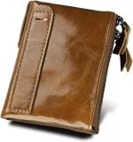 Coin Pouch Newest Wallets Genuine Cow Customized Short Card Holders Leather Man Purse  Male Wallet (Yellow)