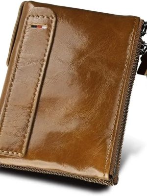 Coin Pouch Newest Wallets Genuine Cow Customized Short Card Holders Leather Man Purse  Male Wallet (Yellow)