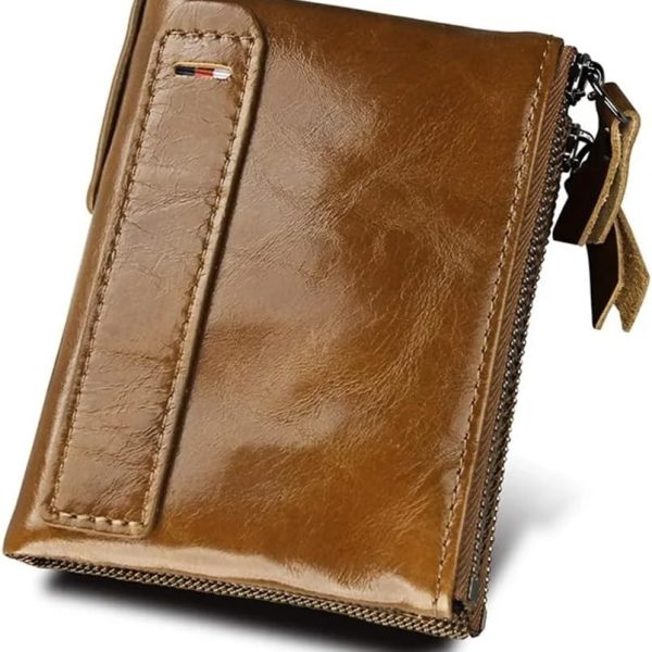Coin Pouch Newest Wallets Genuine Cow Customized Short Card Holders Leather Man Purse  Male Wallet (Yellow)