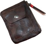 Genuine Leather Zipper Coin Purse for Men, Mini Leather Coin Purse Coin Pouch Holder Vintage Change Wallet Coin Pouch for Men Women (Coffee)
