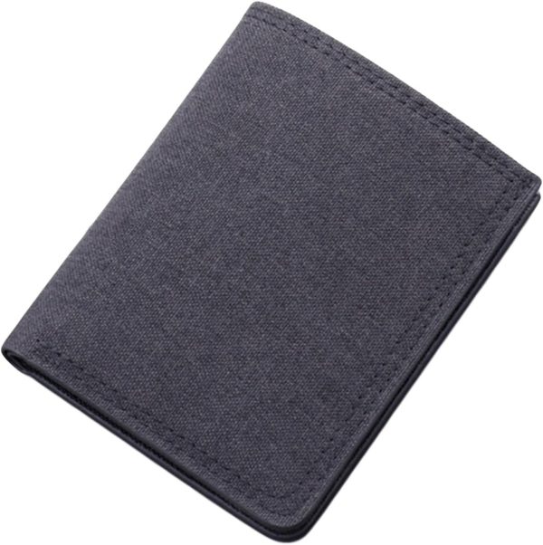 Men Canvas Wallet Bifold Minimalist Short Money Bag Casual Clutch ID Card Case Black