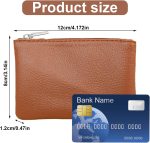 2 Pack Leather Zipper Coin Purse, Portable PU Leather Coin Purse,Mini Coin Pocket Pouch Change Holder, Coin Pouch with Zipper for Men Women Headset Credit Card ID Key Lipstick (Black&Brown)