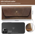 Leather Money Cash Envelopes Wallet for Men, Money Bag Pouch Reusable Budget Envelope Wallet, Retro Clutch Wallet, Brown