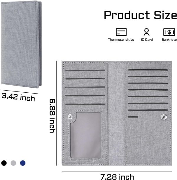 Canvas Long Wallet for Men, Credit Card Wallet for Men Ultra Thin and Lightweight Card Holder Wallet with Multi Slot and ID Window for Cards, Checkbooks (Black)