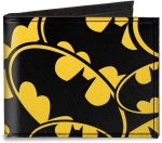Canvas Bi-fold Wallet-Bat Signals Stacked Yellow/Black