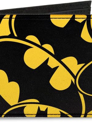 Canvas Bi-fold Wallet-Bat Signals Stacked Yellow/Black