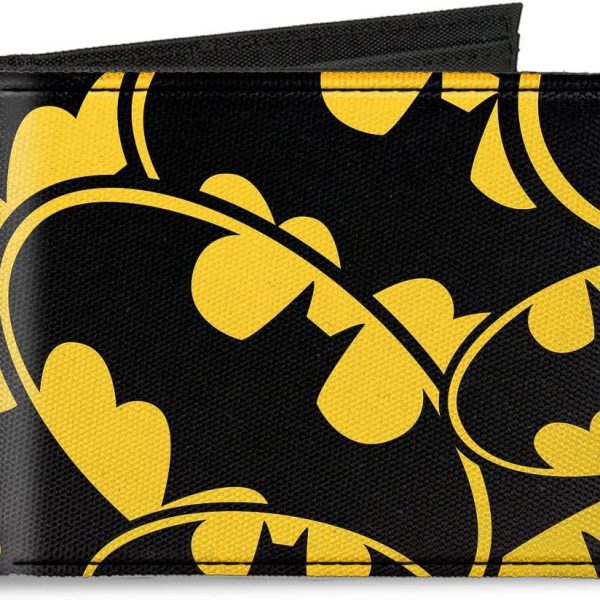 Canvas Bi-fold Wallet-Bat Signals Stacked Yellow/Black