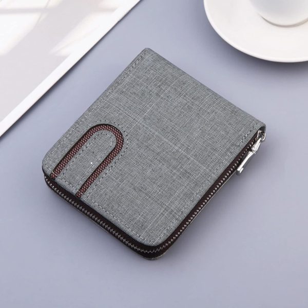 Men's Wallets Canvas Wallet Men Short Men's Wallet Zipper Business Card Holder Wallet Case Premium Coin Purse Card Holder(Size:Light Gray)