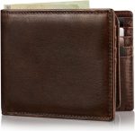 Mens Wallet Bifold Genuine Leather RFID Blocking Wallet for Men with 2 ID Windows 11 Card Holders 2 cash pockets 1 Gift Box