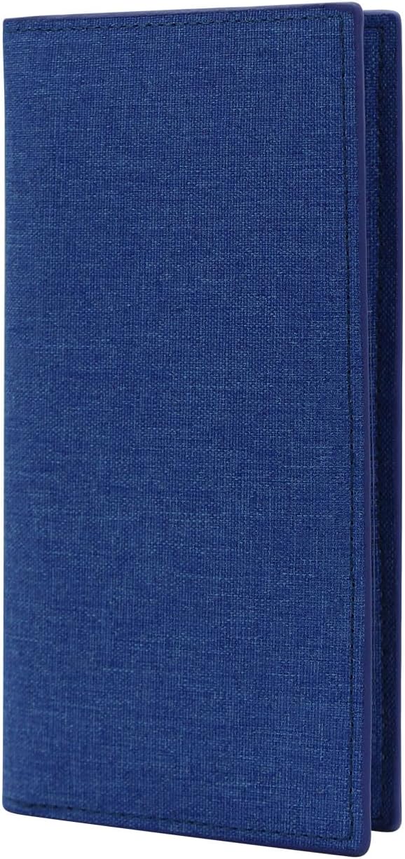 Canvas Long Wallet for Men, Credit Card Wallet for Men Ultra Thin and Lightweight Card Holder Wallet with Multi Slot and ID Window for Cards, Checkbooks (Blue)