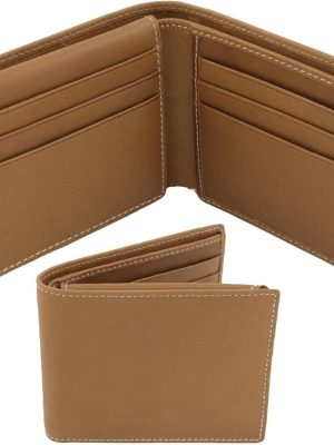 Genuine Leather Wallet for Men, RFID Blocking Bifold Wallet with Flip Up ID Window, Mens Real Leather Wallet with Gift Box (Brown)