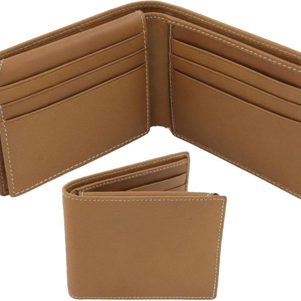 Genuine Leather Wallet for Men, RFID Blocking Bifold Wallet with Flip Up ID Window, Mens Real Leather Wallet with Gift Box (Brown)