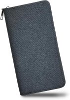 Men’s Wallet, Minimalist Large Capacity Canvas Zipper Long Wallets, Business Card Holder Phone Clutch Purse (Black)