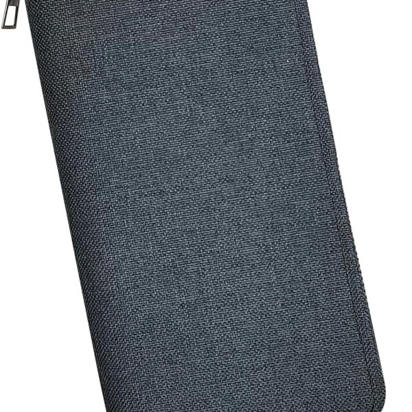 Men’s Wallet, Minimalist Large Capacity Canvas Zipper Long Wallets, Business Card Holder Phone Clutch Purse (Black)